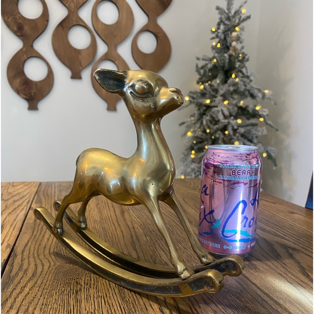Rare Mid Century solid brass Deer/Fawn